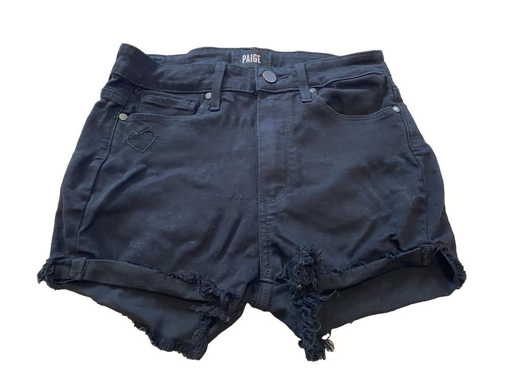 Paige Womens Cut Off Short Shorts Size 27 Black Denim High Rise Boho Festival